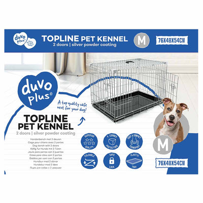 TOPLINE DOG CRATE 2 DOORS PLASTIC TRAY LIGHT GREY