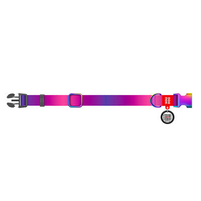 WAUDOG NYLON DOG COLLAR WITH QR-PASSPORT GRADIENT PURPLE