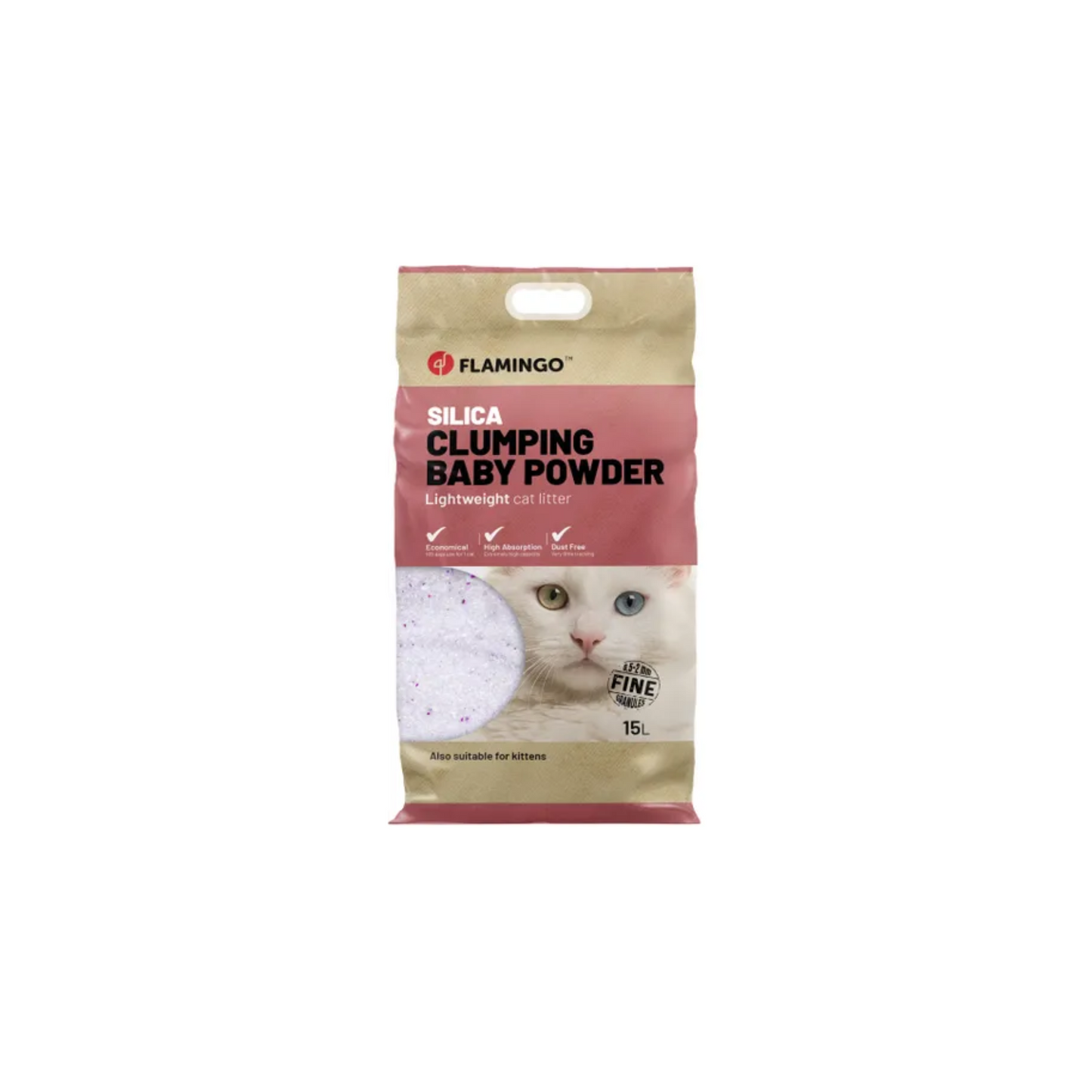 CAT LITTER SILICA WITH BABY POWDER FINE GRAINS CLUMPING 0.5-2mm