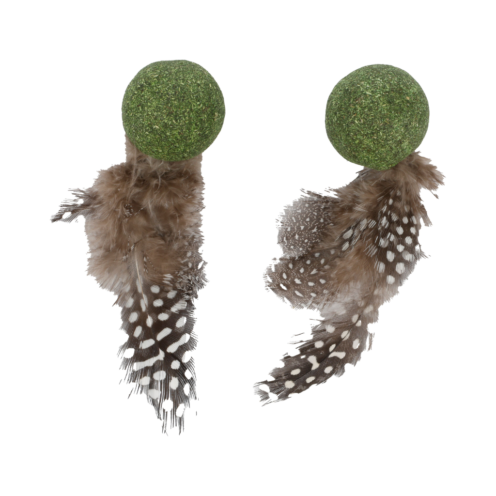 CATNIP CAT TOY BALL WITH FEATHER