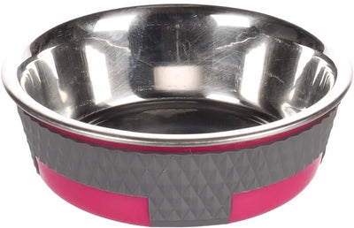 FEEDING AND DRINKING BOWL TRIMOND ROUND FUCHSIA/GREY