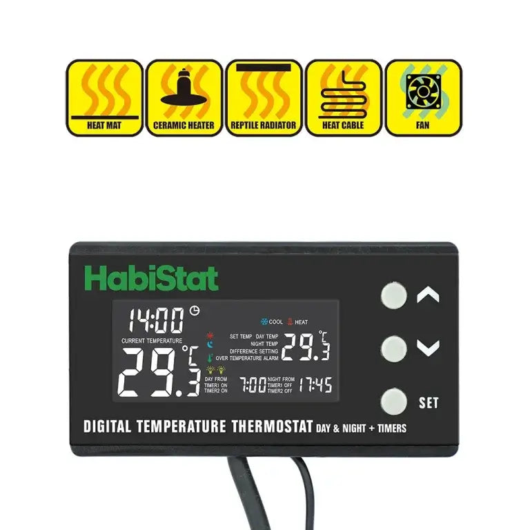 HABISTAT DIGITAL TEMPERATURE THERMOSTAT, DAY/NIGHT, TIMER