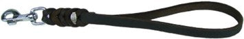 LEATHER LEAD SHORT SILVER CLIP 15mm/35cm