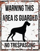 WARNING SIGN SQUARE DANISH DOG GB WHITE