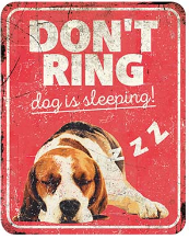 WARNING SIGN BEAGLE EN RED