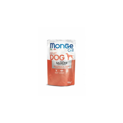 MONGE GRILL-MEAT PIECES WITH SALMON 100g