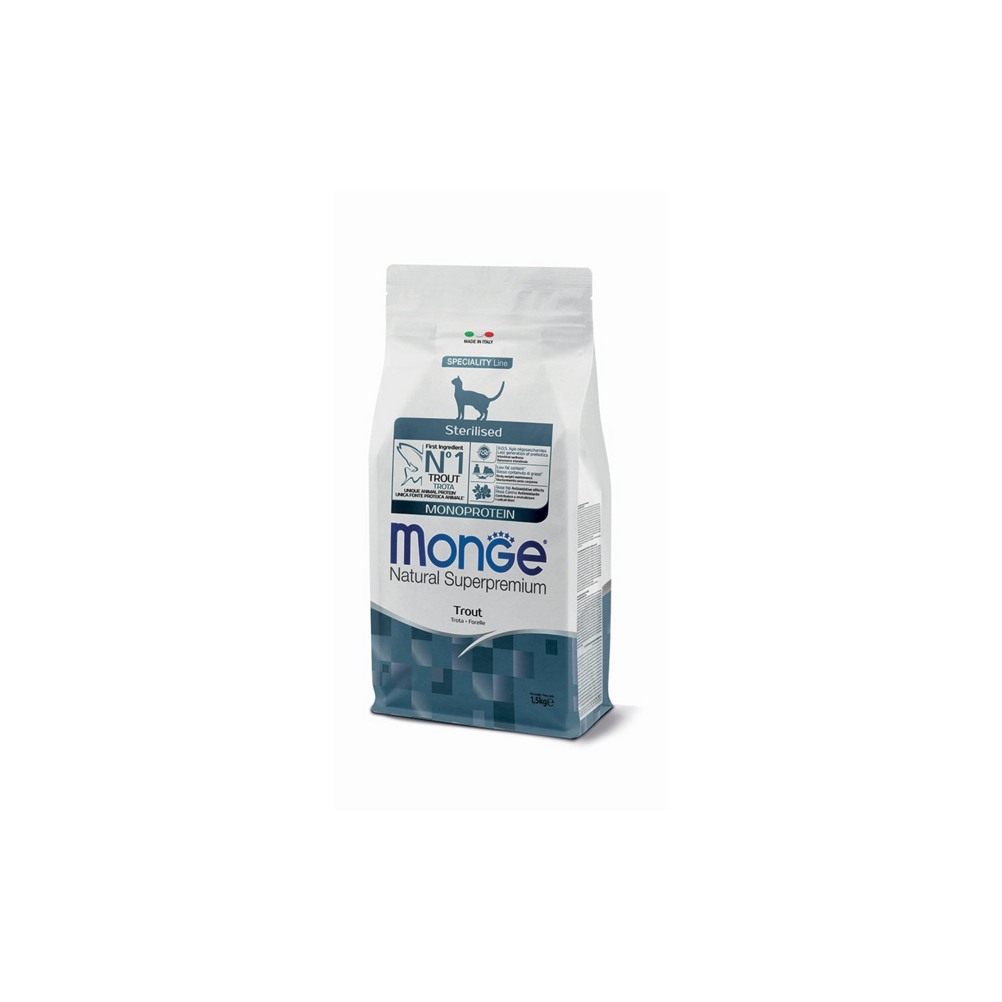 Monge Sterilised Cat Dry Food – Monoprotein Trout, 400g