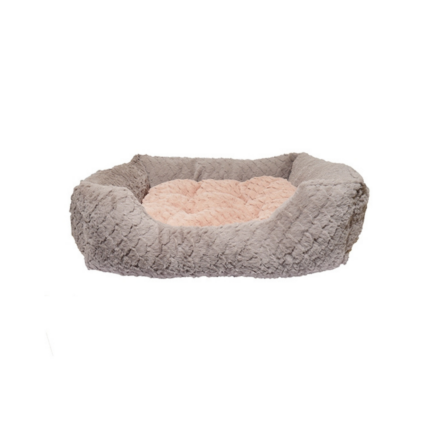 GREY AND PINK SQUARE BED