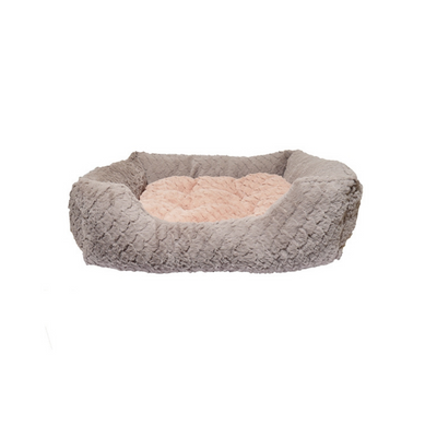 GREY AND PINK SQUARE BED