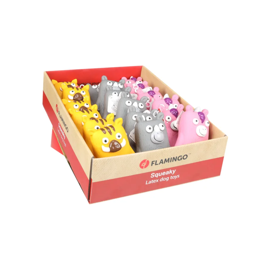 DOG TOY LATEX WILD BOAR, UNICORN & RHINOCEROS