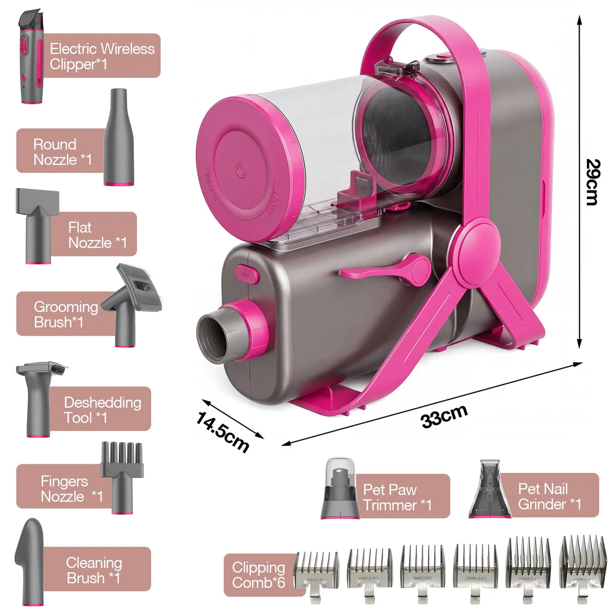 9 in 1 PET GROOMING VACUUM KIT & HAIR DRYER
