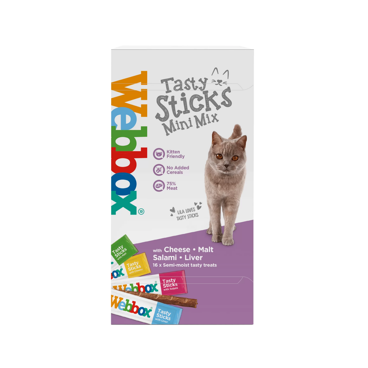 16 палочек для кошек, мини-ассорти, 32 г