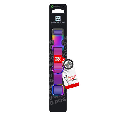 WAUDOG NYLON DOG COLLAR WITH QR-PASSPORT GRADIENT PURPLE