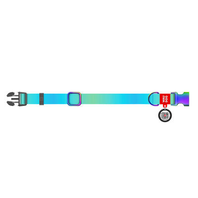 WAUDOG NYLON DOG COLLAR WITH QR-PASSPORT GRADIENT BLUE