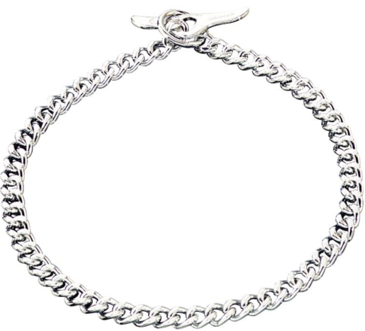 TOGGLE CLASP NECKLACE, ROUND LINKS-chromed steel
