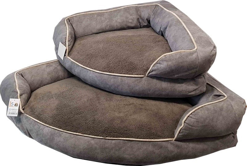 КОЖАНАЯ КРОВАТЬ ДЛЯ СОБАКИ СЕРАЯ