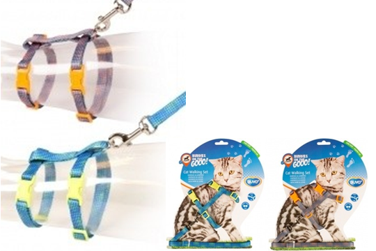 CAT HARNESS-LEAD RETRO DOTS
