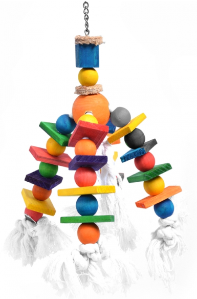 BIRD TOY COLORFUL LUSTER/ROPE/BLOCKS