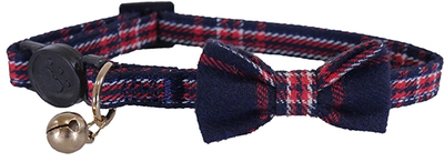 DESIGNER NAVY & RED TARTA CAT COLAR