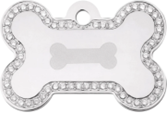TAG BONE LARGE CHROME CLEAR STRASS - BONE