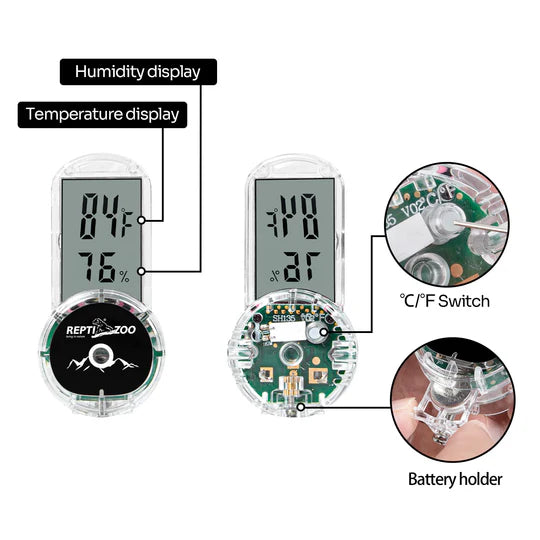 REPTIZOO 4-SIDE MOUNTING THERMO-HYGROMETER