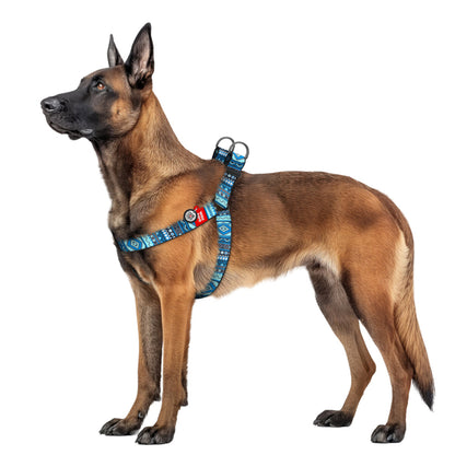 WAUDOG NYLON DOG HARNESS ETNO BLUE DESIGN