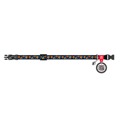 WAUDOG NYLON CAT COLLAR WITH QR PASSPORT, ORANGES DESIGN