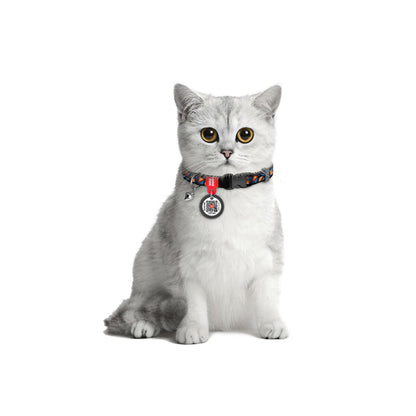 WAUDOG NYLON CAT COLLAR WITH QR PASSPORT, ORANGES DESIGN