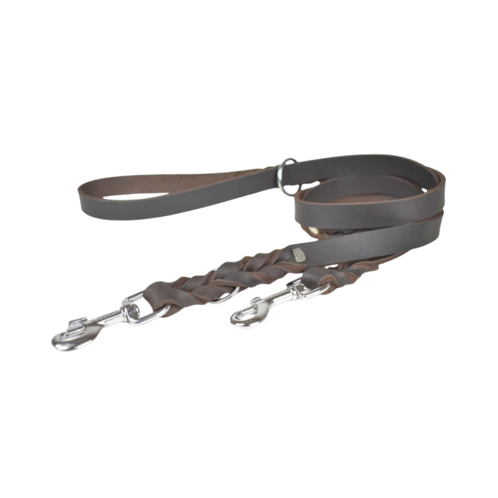 BRAIDED LEATHER LEASH TWIN