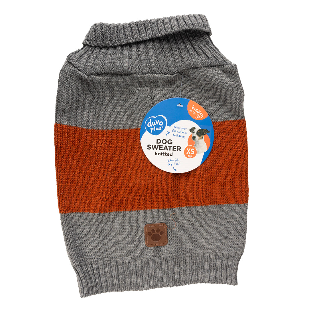 DOG SWEATER COZY GREY/ORANGE