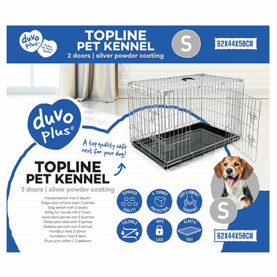 TOPLINE DOG CRATE 2 DOORS PLASTIC TRAY LIGHT GREY