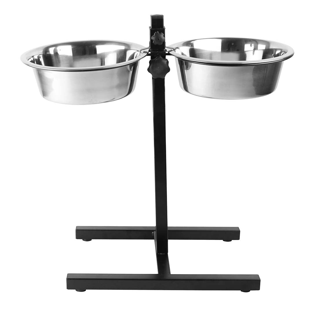 TWIN FEEDER H-STAND +BOWLS SILVER