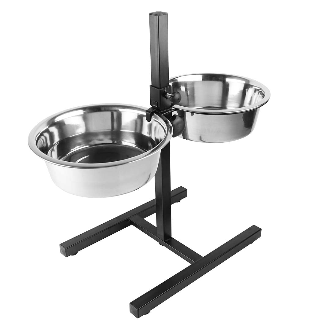 TWIN FEEDER H-STAND +BOWLS SILVER