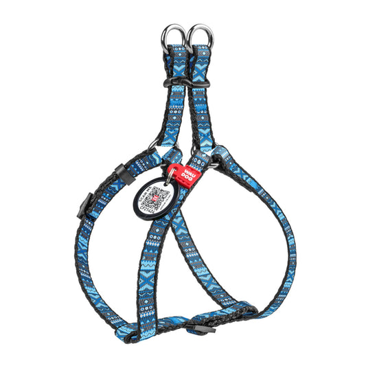 WAUDOG NYLON DOG HARNESS ETNO BLUE DESIGN