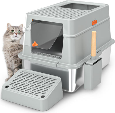 CLOSED STAINLESS STEEL CAT LITTER
