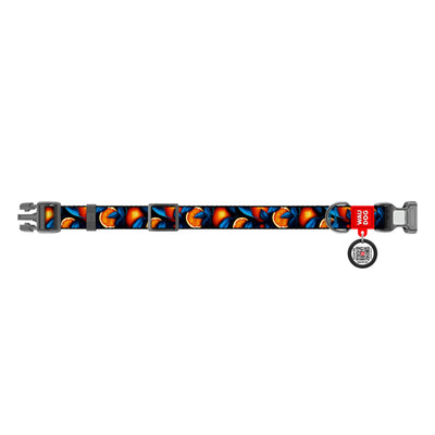 WAUDOG NYLON DOG COLLAR WITH QR PASSPORT ORANGES DESIGN