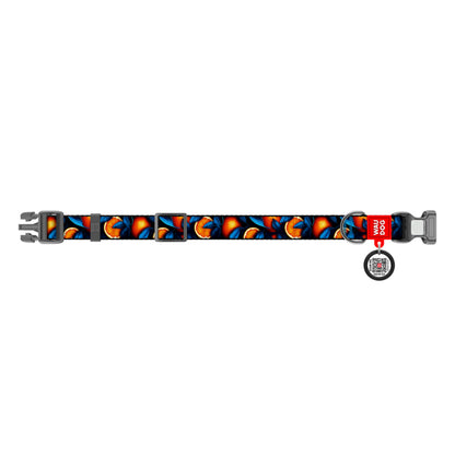 WAUDOG NYLON DOG COLLAR WITH QR PASSPORT ORANGES DESIGN