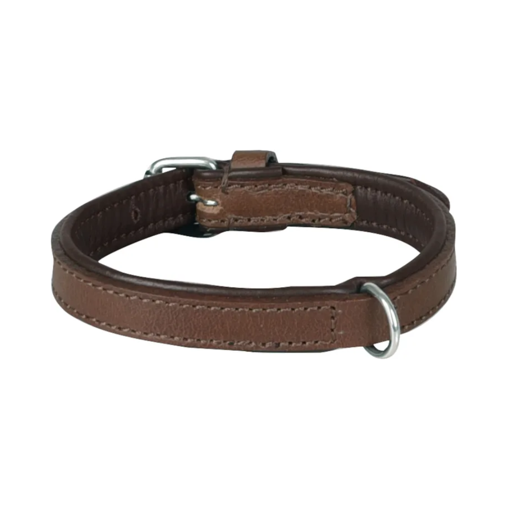 LEATHER PADDED DOG COLLAR ARIZONA BROWN