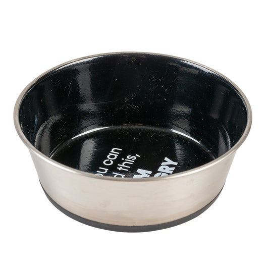 FEEDING BOWL BRUSHED FIX “ I’M HYNGRY ” BLACK