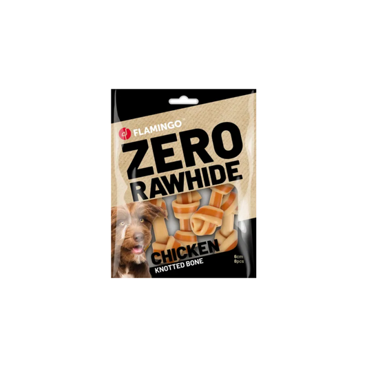SNACK ZERO RAWHIDE KNOTTED BONE WITH CHICKEN 6cm
