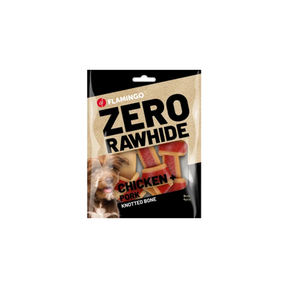 SNACK ZERO RAWHIDE KNOTTED BONE WITH CHICKEN & PORK 9cm