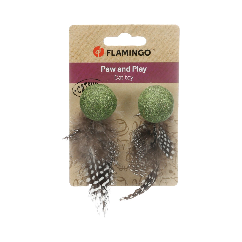 CATNIP CAT TOY BALL WITH FEATHER