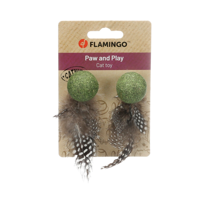 CATNIP CAT TOY BALL WITH FEATHER