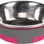 FEEDING AND DRINKING BOWL TRIMOND ROUND FUCHSIA/GREY