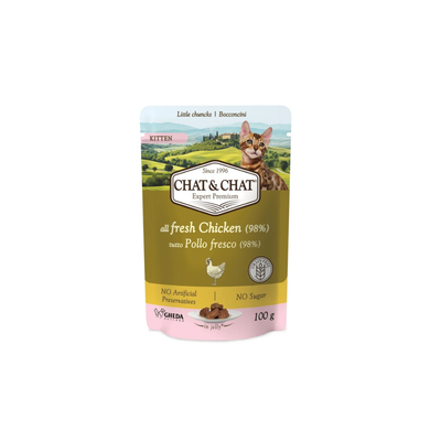 CHAT&CHAT WET KITTEN CAT FOOD WITH ALL FRESH CHICKEN 100G