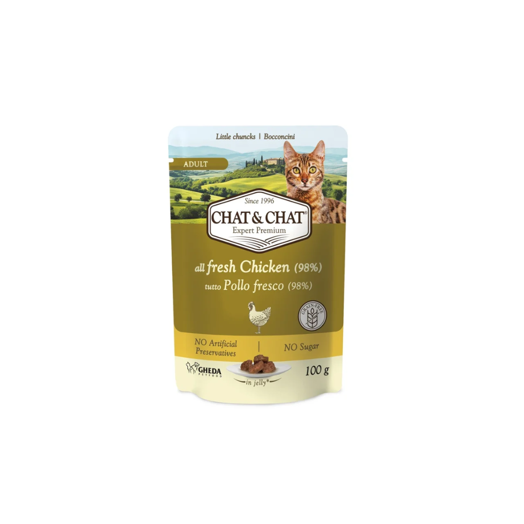 CHAT&CHAT WET ADULT CAT FOOD WITH ALL FRESH CHICKEN 100G