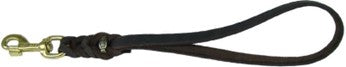 LEATHER LEAD SHORT GOLD CLIP 15mm/35cm