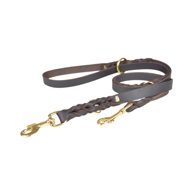 BRAIDED LEATHER LEASH TWIN