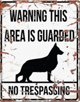 WARNING SIGN SQUARE  GERMAN SHEEPER WHITE