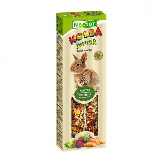 2x JUNIOR RABBIT STICKS WITH VEGETABLE, HAY, DANDELION & HERBS